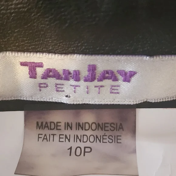 TanJay Unique Black Faux Leather Jacket Size 10P - Picture 3 of 3